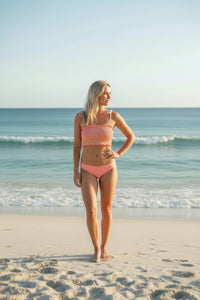 LB Swimwear Women’s Smocked Tankini Set (sunrise ombre)