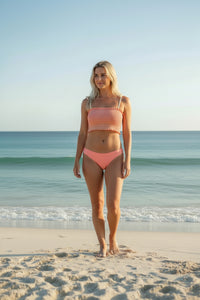 LB Swimwear Women’s Smocked Tankini Set (sunrise ombre)