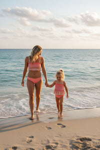 LB Swimwear Women’s Smocked Tankini Set (sunrise ombre)