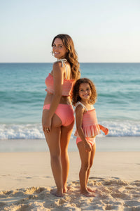 LB Swimwear Women’s Smocked Tankini Set (sunrise ombre)