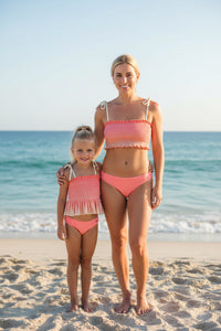 LB Swimwear Women’s Smocked Tankini Set (sunrise ombre)