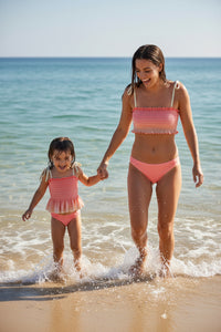 LB Swimwear Women’s Smocked Tankini Set (sunrise ombre)