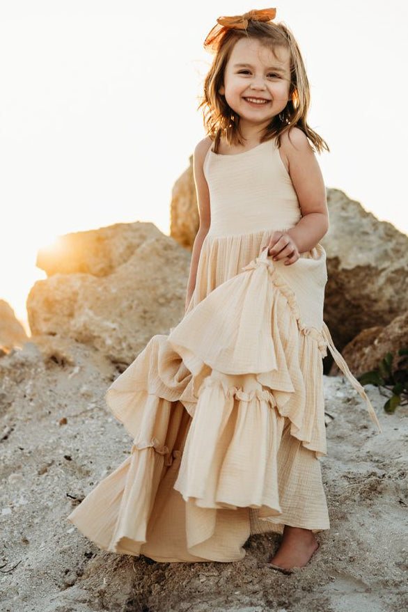 INDIE BLUE Dresses Wendy Dress (sand muslin)