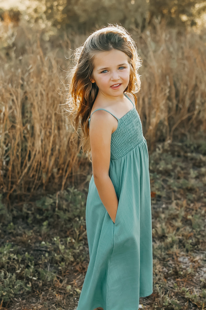 Riley Day Dress (jade linen)