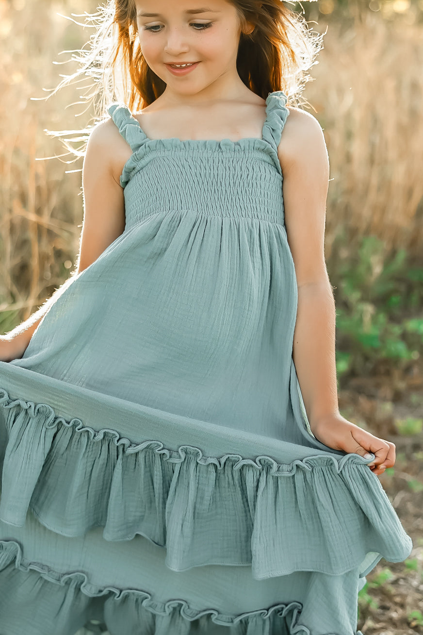 Macy Dress (soft teal muslin)