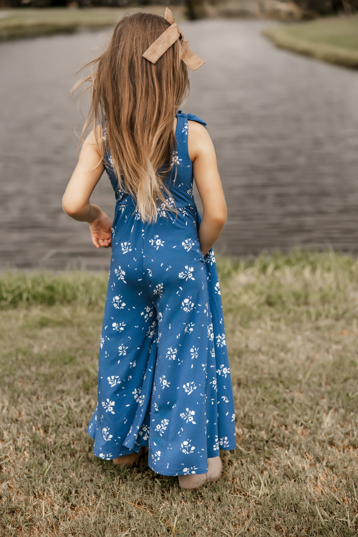 Rita Tie Romper (cutesy indigo floral)