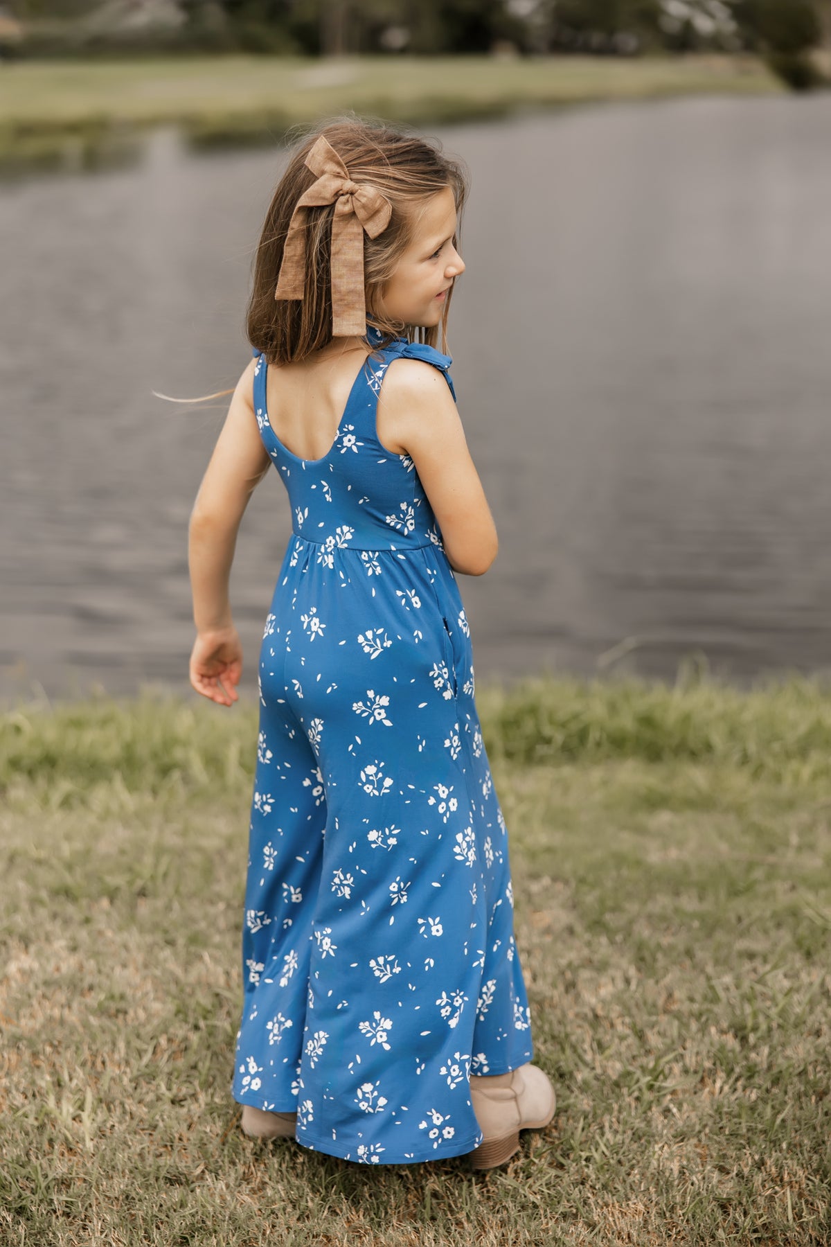 Rita Tie Romper (cutesy indigo floral)