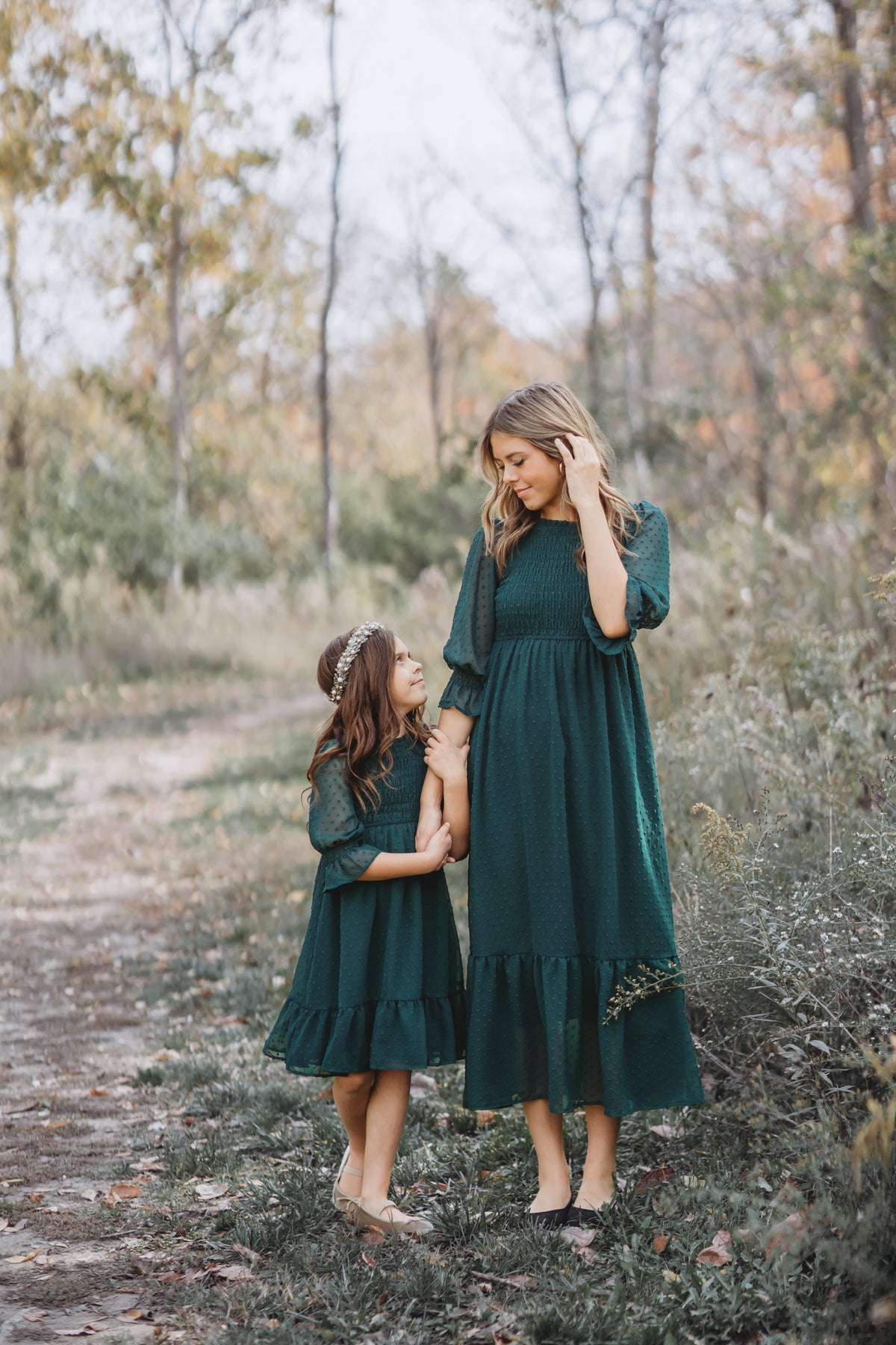 Women's Celine Dress (cypress green swiss dot)