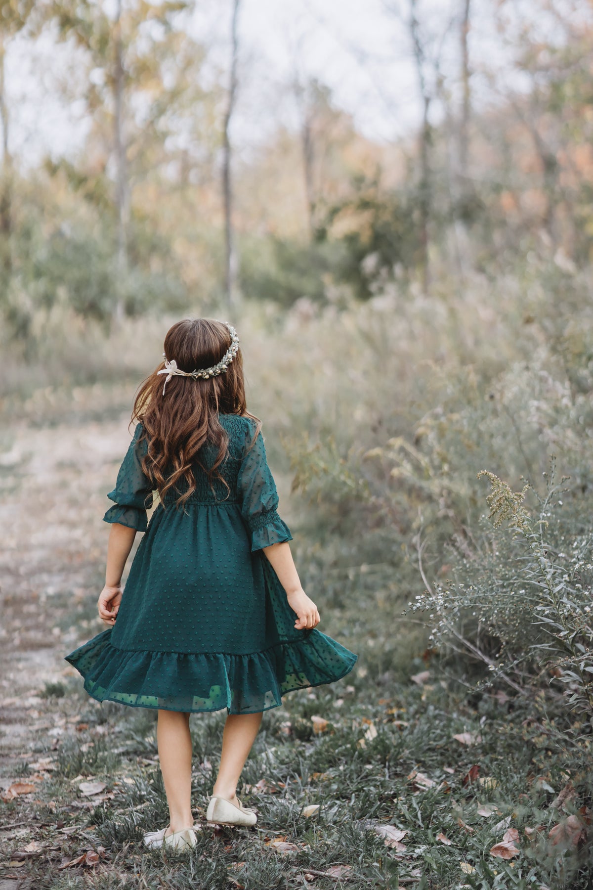 Celine Dress (cypress green swiss dot)