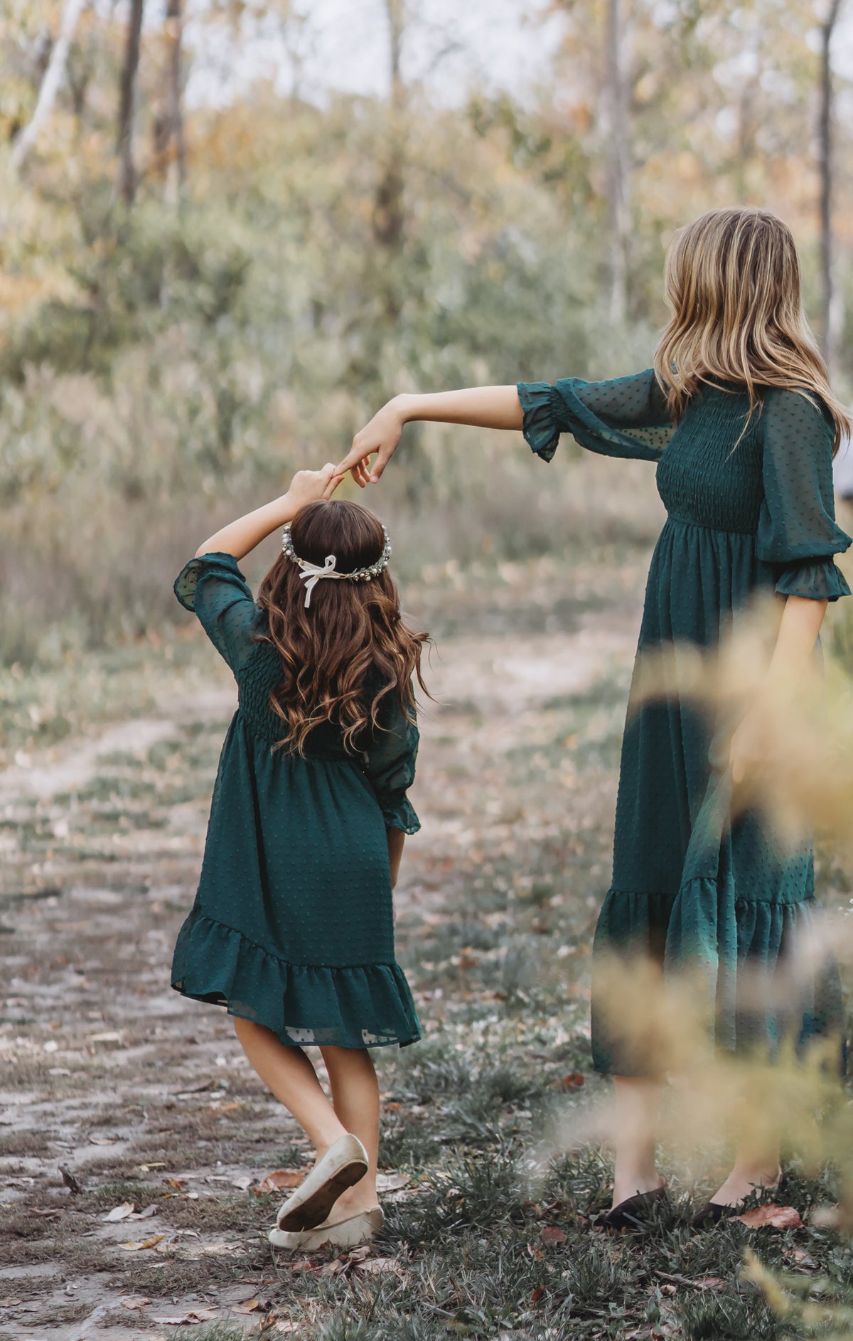 Celine Dress (cypress green swiss dot)