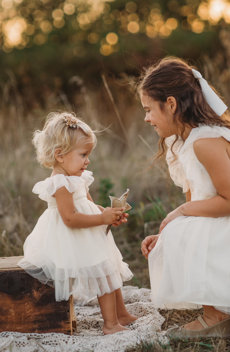 Kaitlyn Embroidered Tulle Dress (antique ivory)