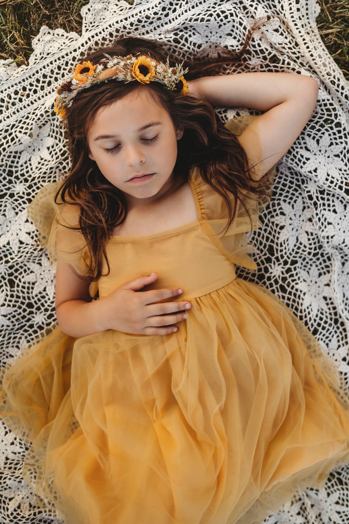 Fawn Dress (saffron tulle) 12-18M