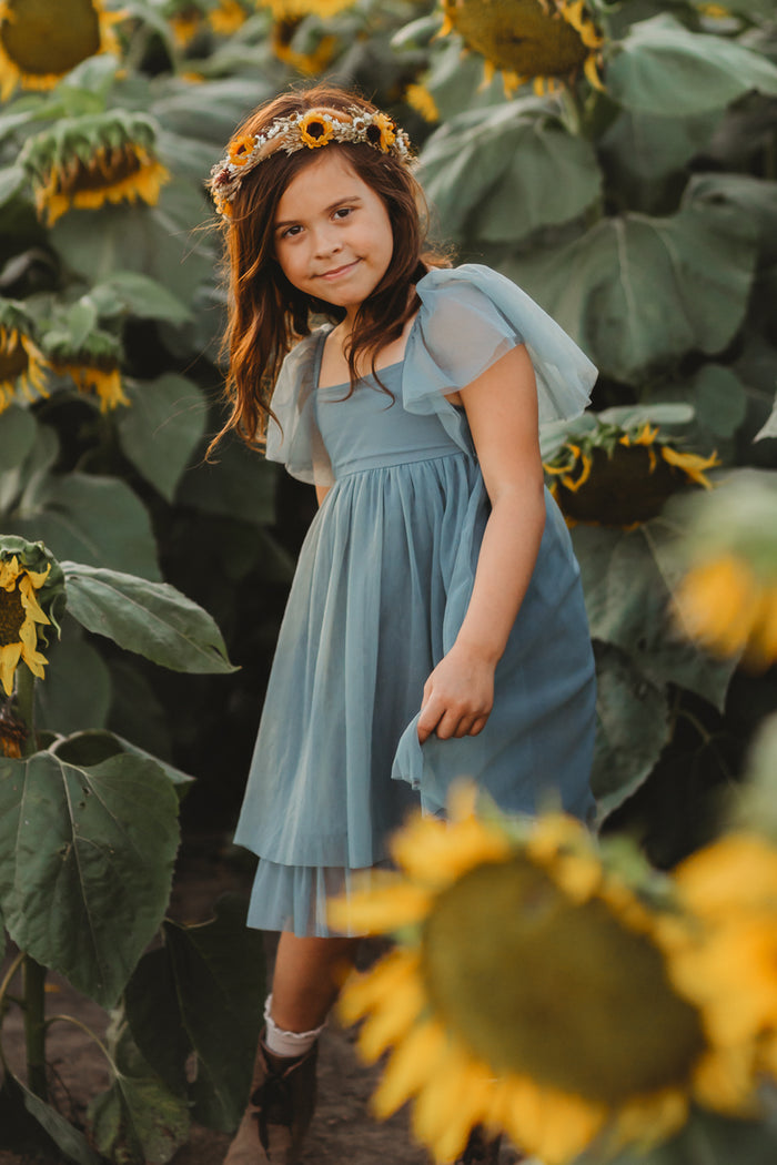 Fawn Tulle Dress (soft teal)