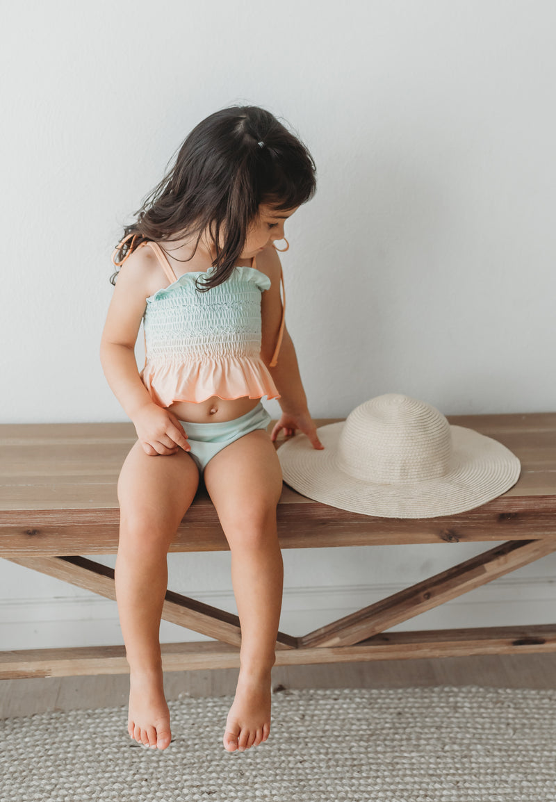 Smocked Tankini Set (peach ombre)