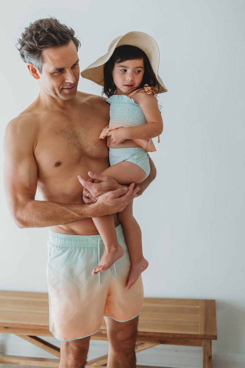 Smocked Tankini Set (peach ombre)