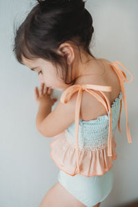 Smocked Tankini Set (peach ombre)