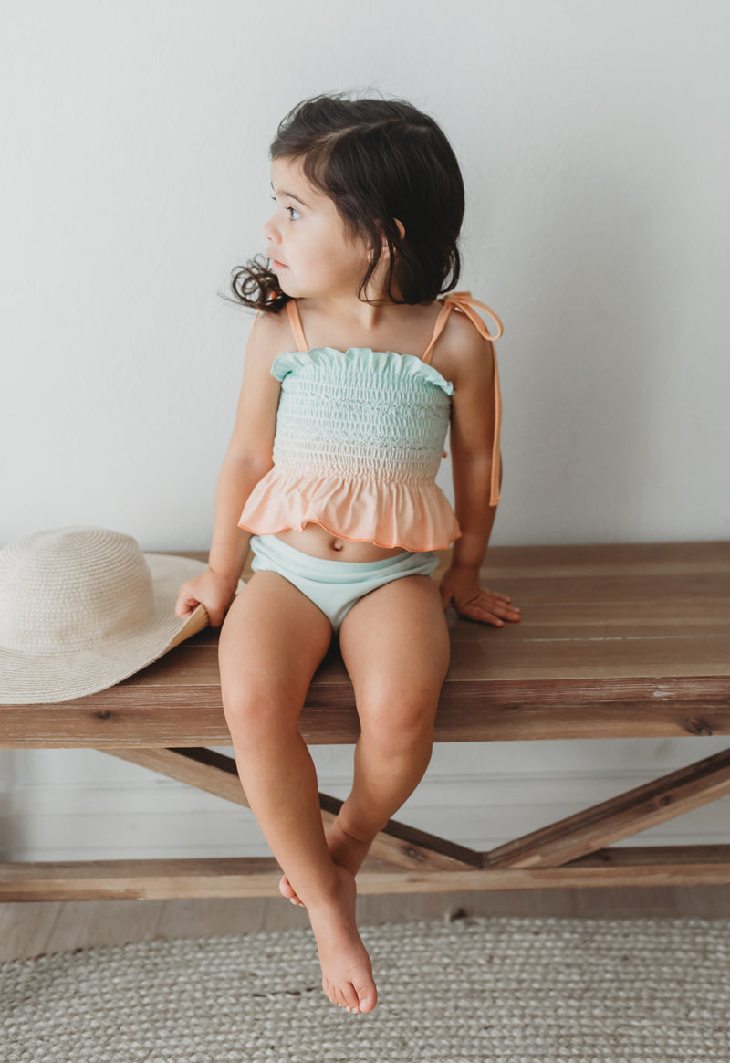 Smocked Tankini Set (peach ombre)