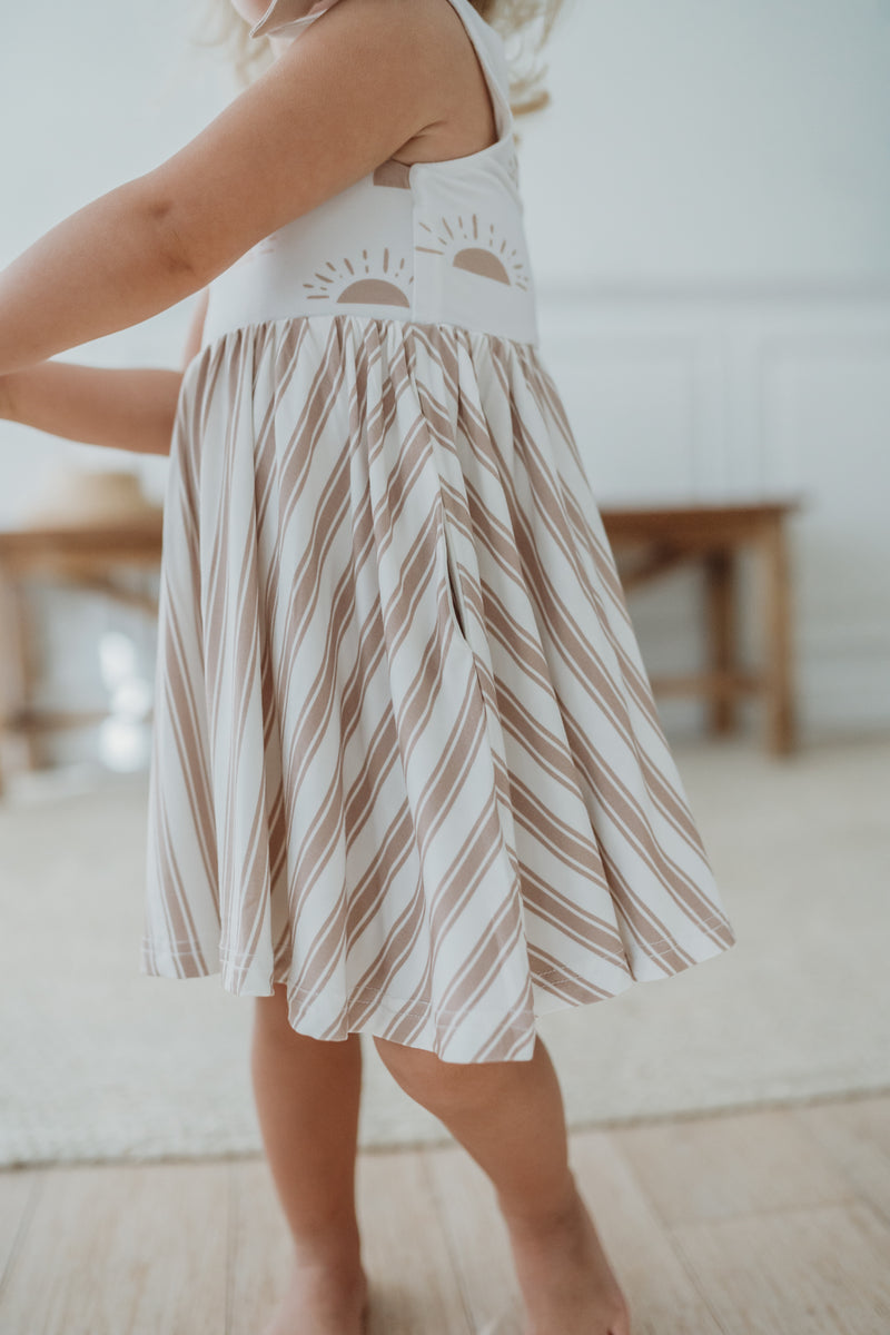 Liza Twirl Dress (ash stripe)