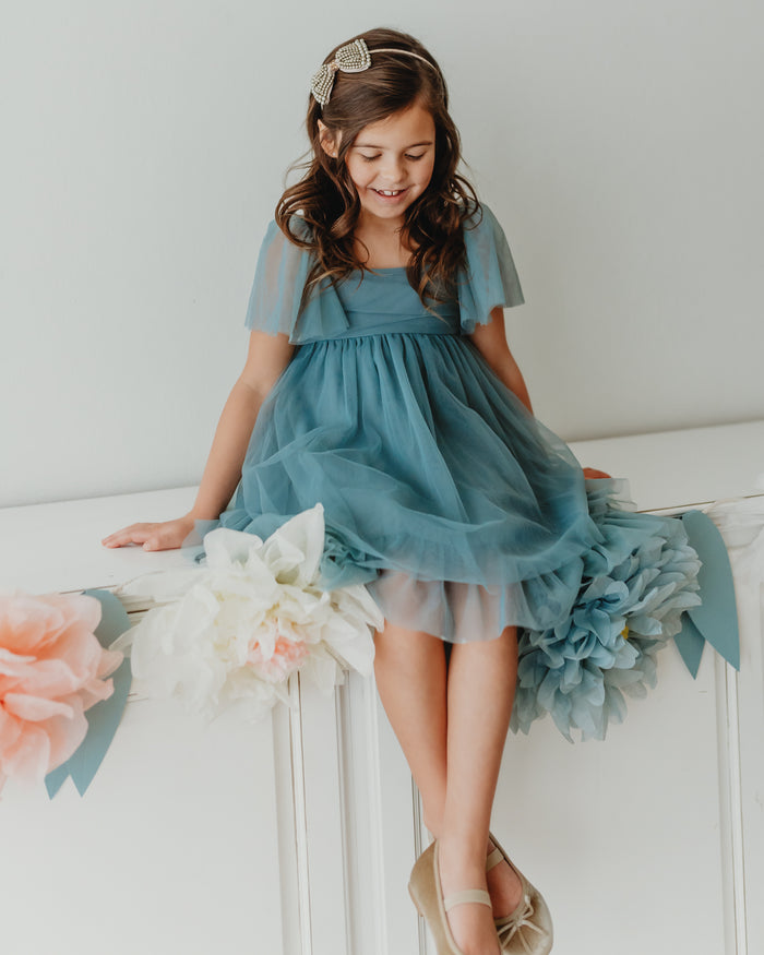 Fawn Tulle Dress (soft teal)