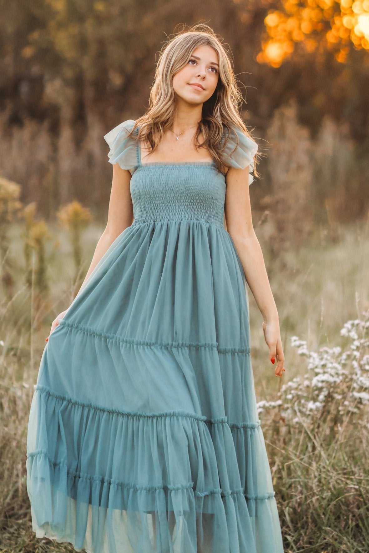 Women's Marabella Dress (soft teal tulle) – INDIE BLUE