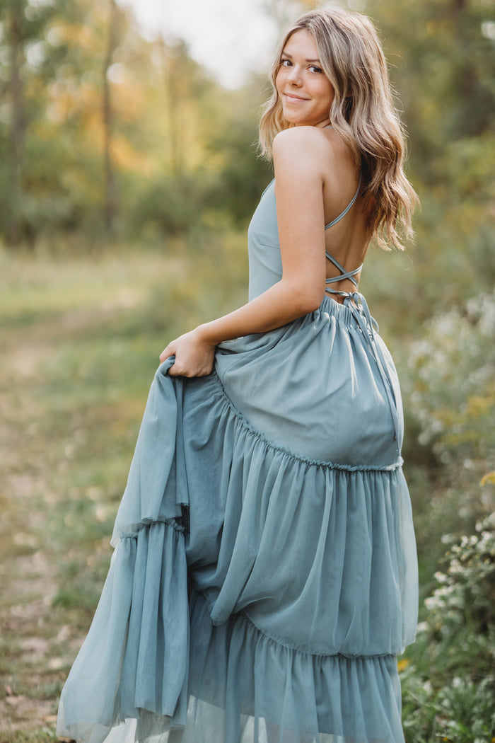 Women's Wendy Tulle Dress (soft teal)