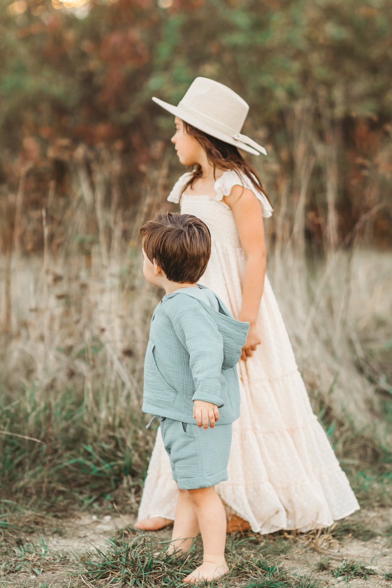 Knox Shorts (soft teal muslin)