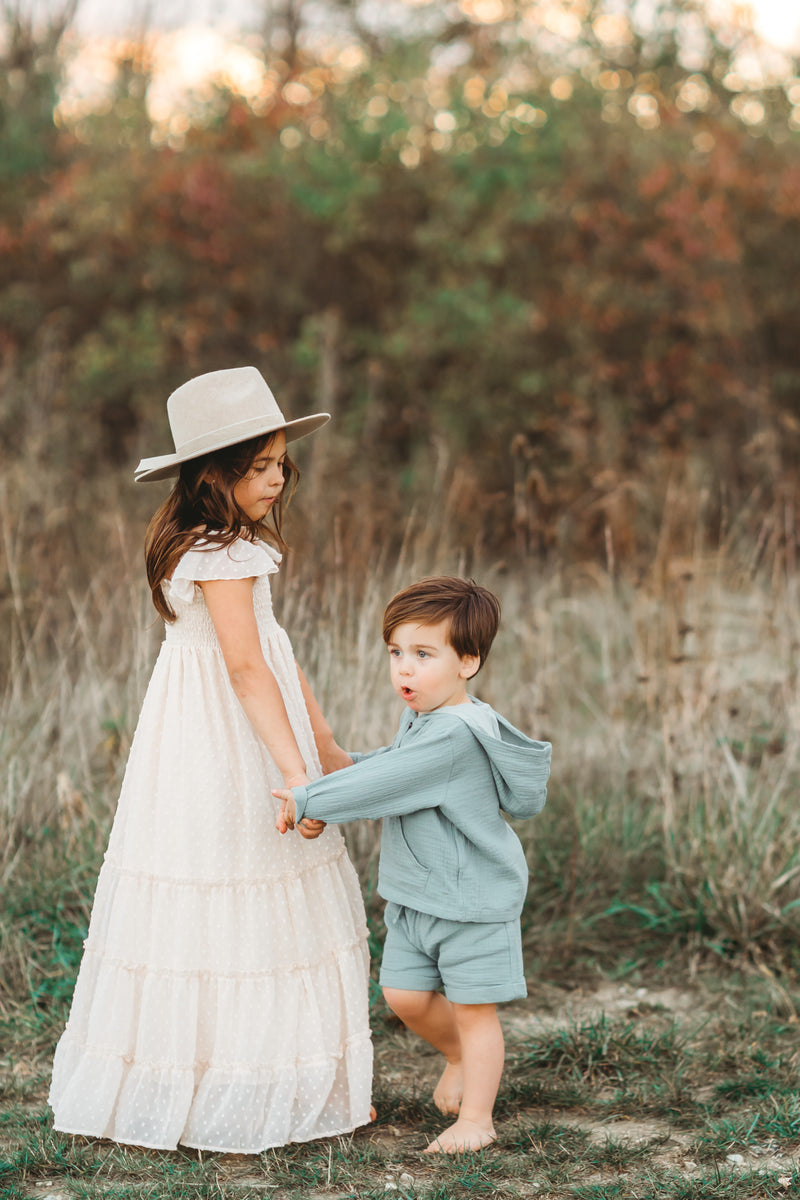 Knox Shorts (soft teal muslin)