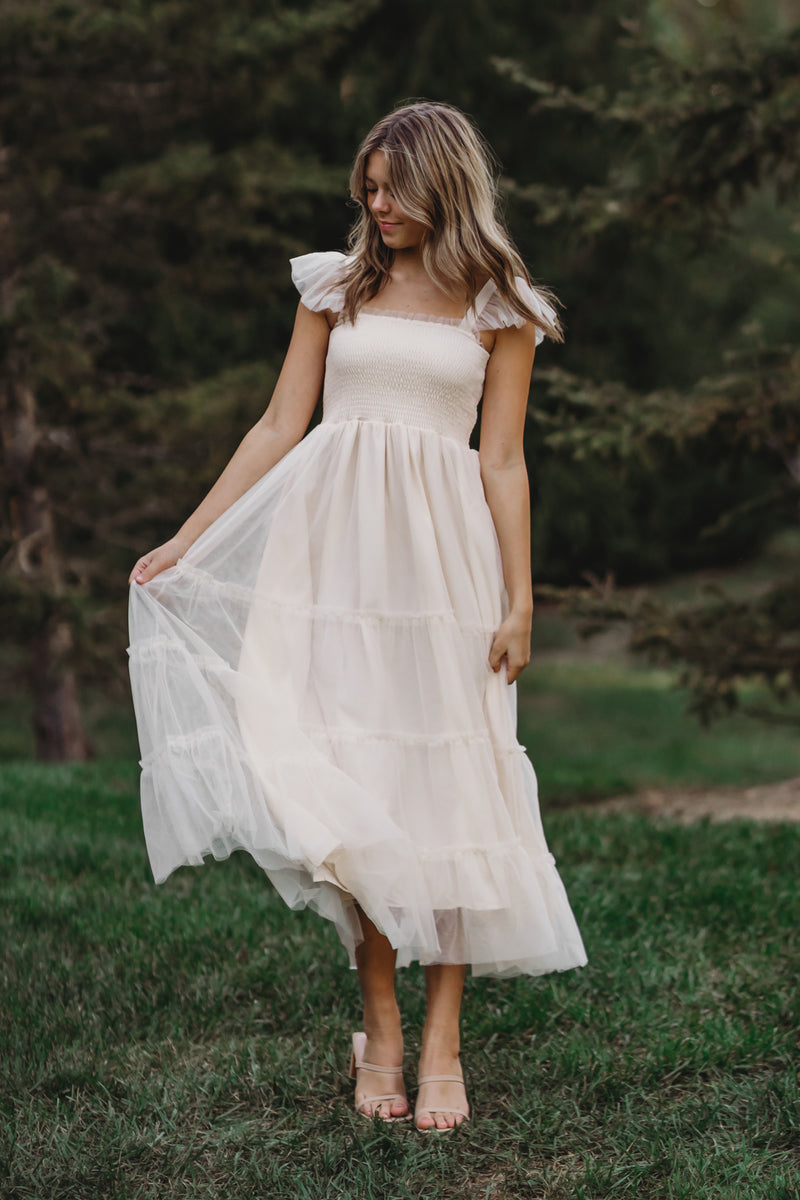 Women's Pia Dress (antique ivory tulle) L