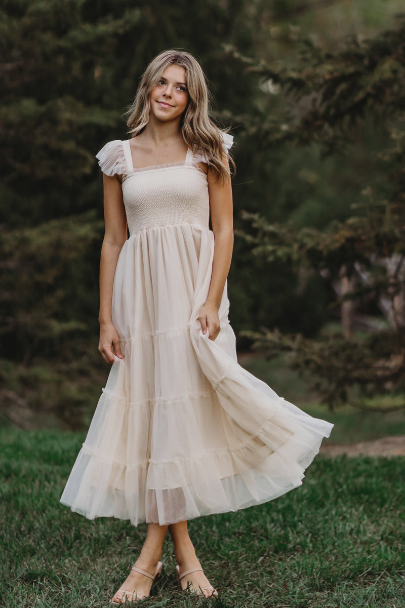 Women's Pia Dress (antique ivory tulle) L