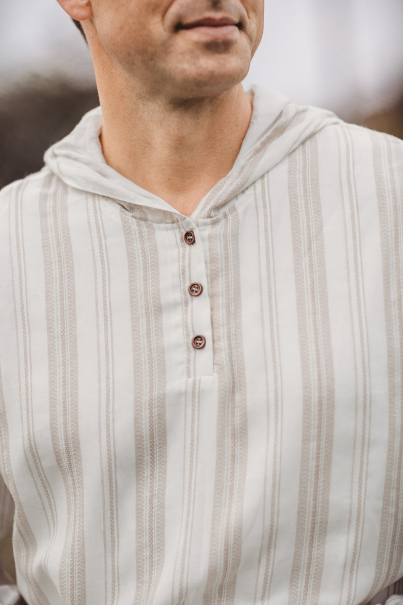 Men's Knox Linen Hoodie (desert stripe)