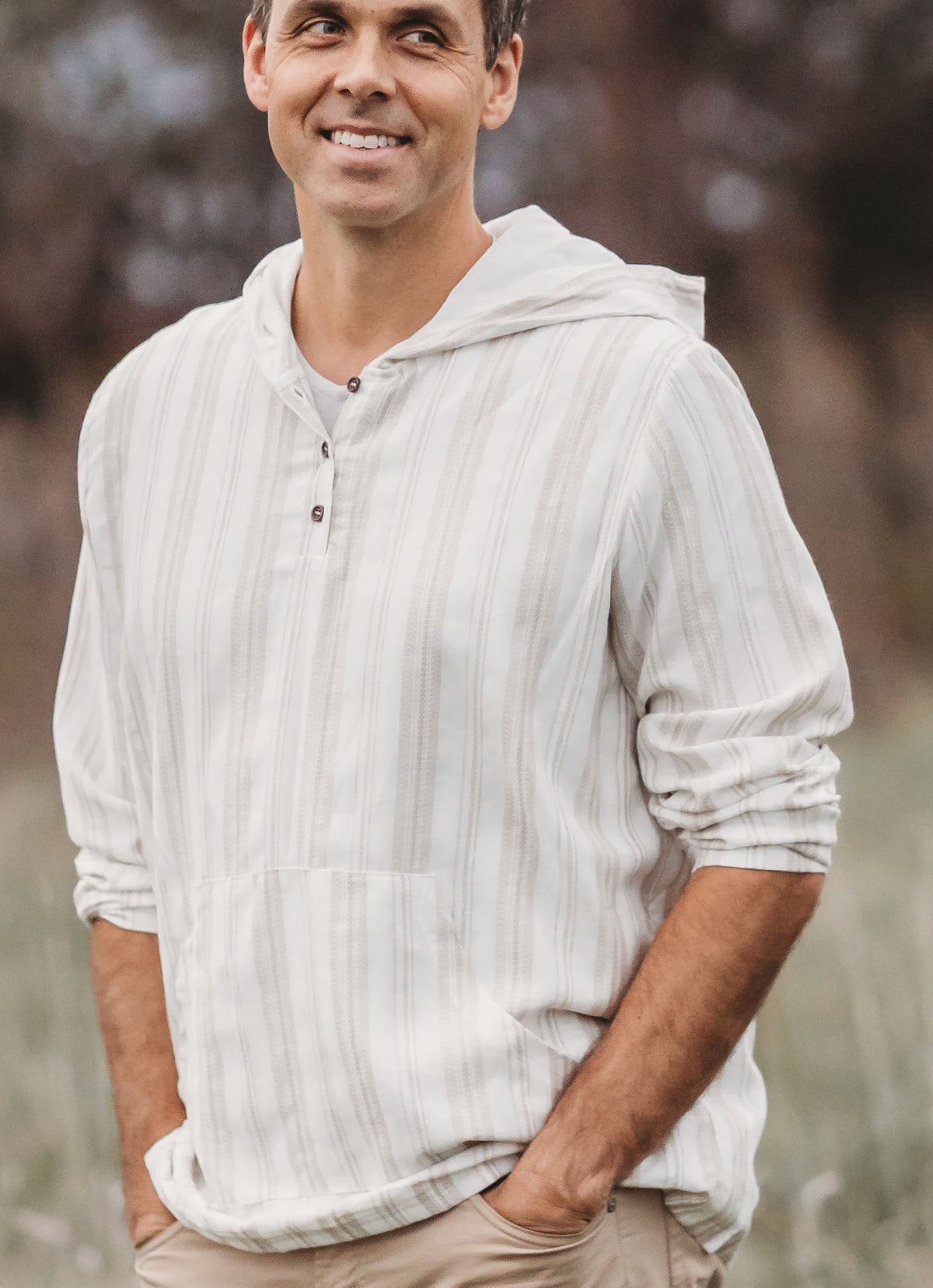 Men's Knox Hoodie (desert stripe linen)