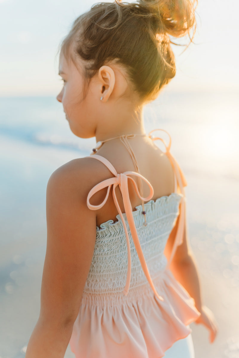 Smocked Tankini Set (peach ombre)