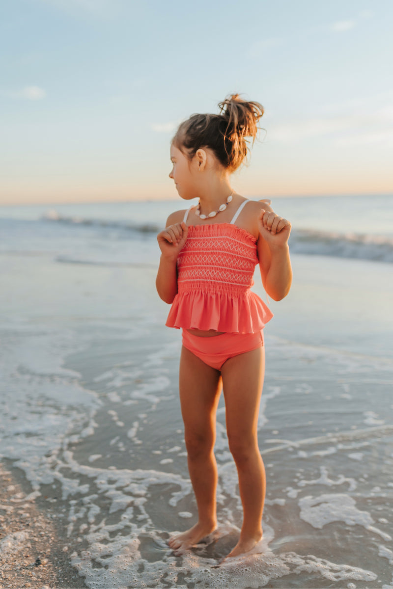 Smocked Tankini Set (shell pink)