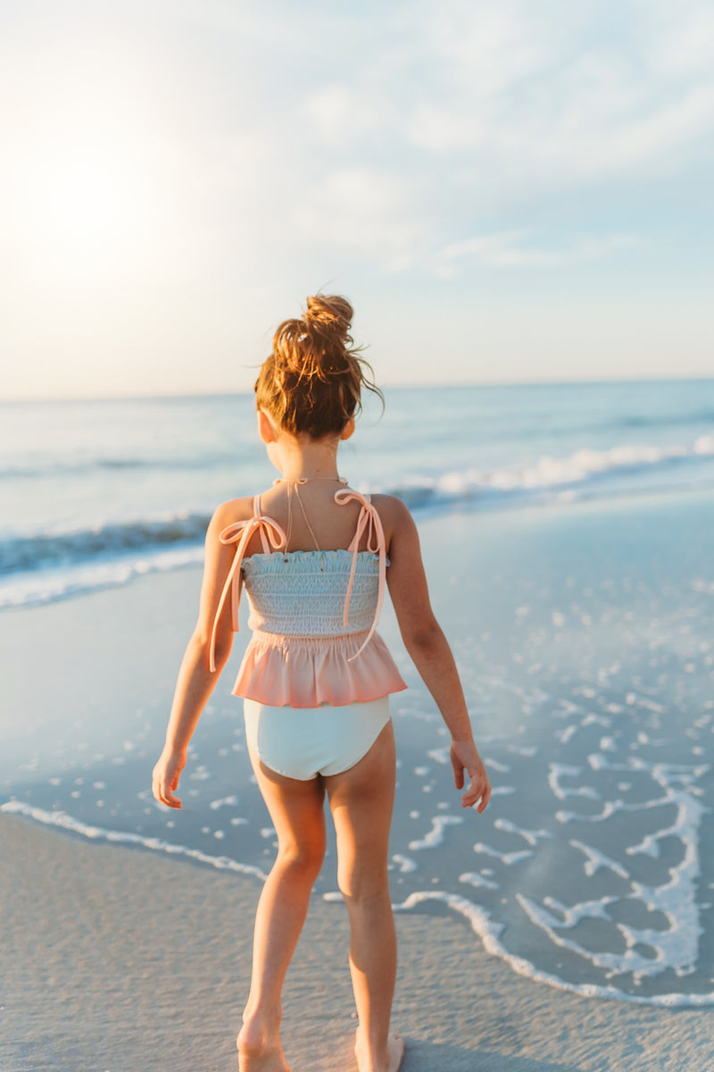 Smocked Tankini Set (peach ombre)