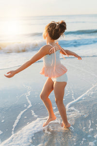 Smocked Tankini Set (peach ombre)