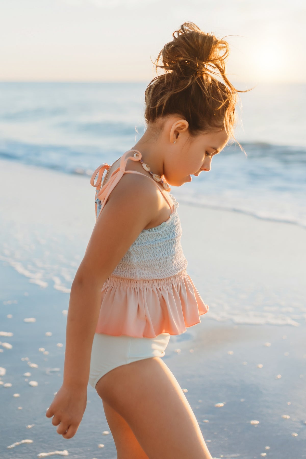 Smocked Tankini Set (peach ombre)