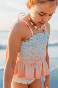 Smocked Tankini Set (peach ombre)