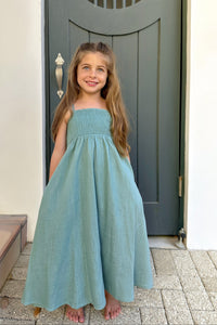 Riley Day Dress (jade linen) FINAL SALE 5T