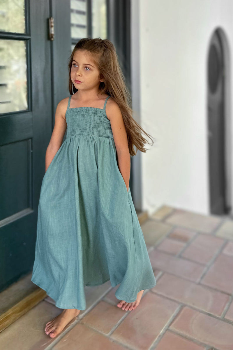 Riley Day Dress (jade linen) FINAL SALE INDIE BLUE Riley Day Dress (jade linen) FINAL SALE INDIE BLUE