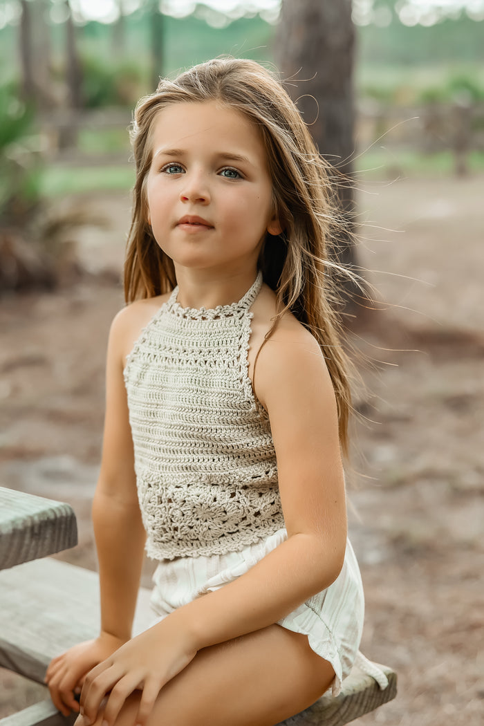 SS Girl's Bottoms Petal Bloomers (desert stripe linen)