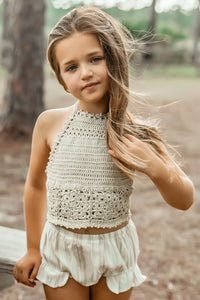 SS Girl's Bottoms Petal Bloomers (desert stripe linen)