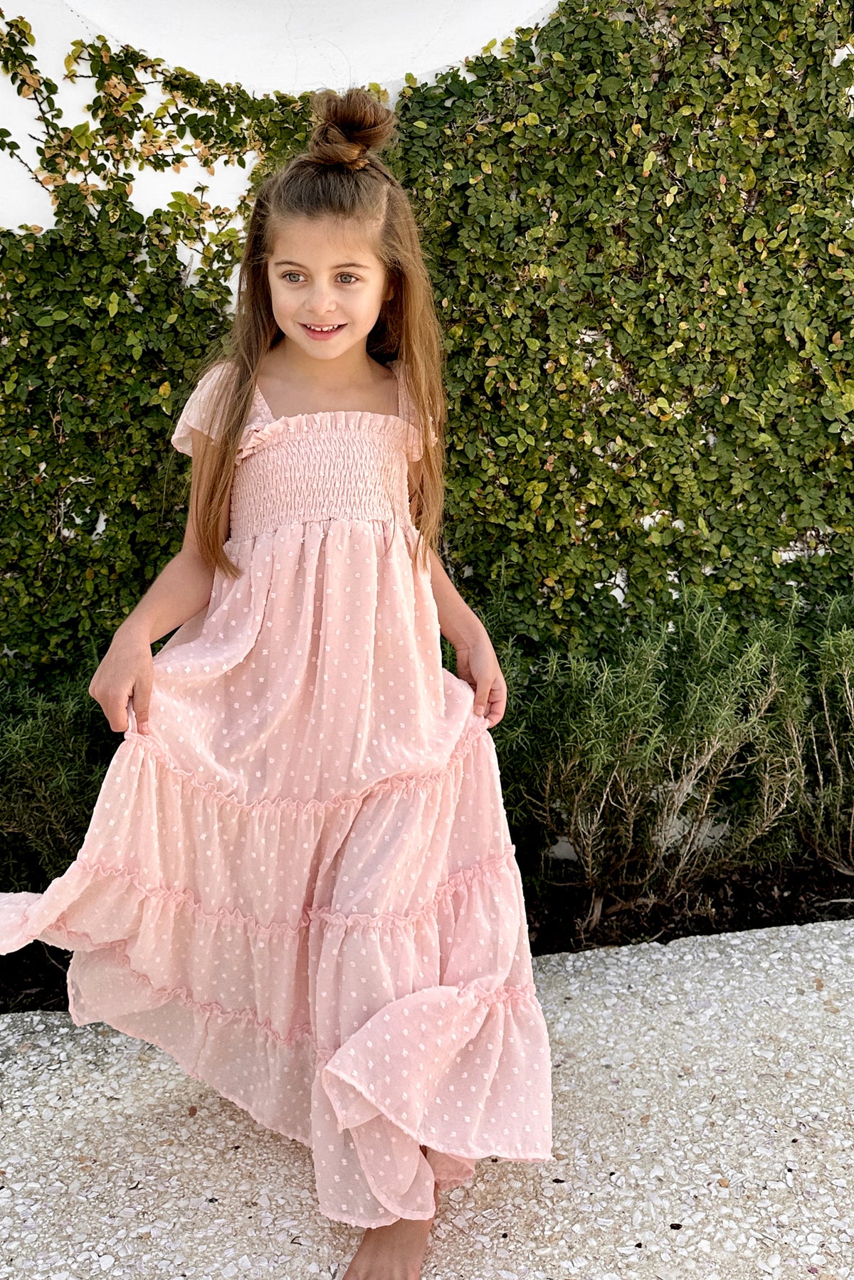 Marabella Dress (petal pink swiss dot)