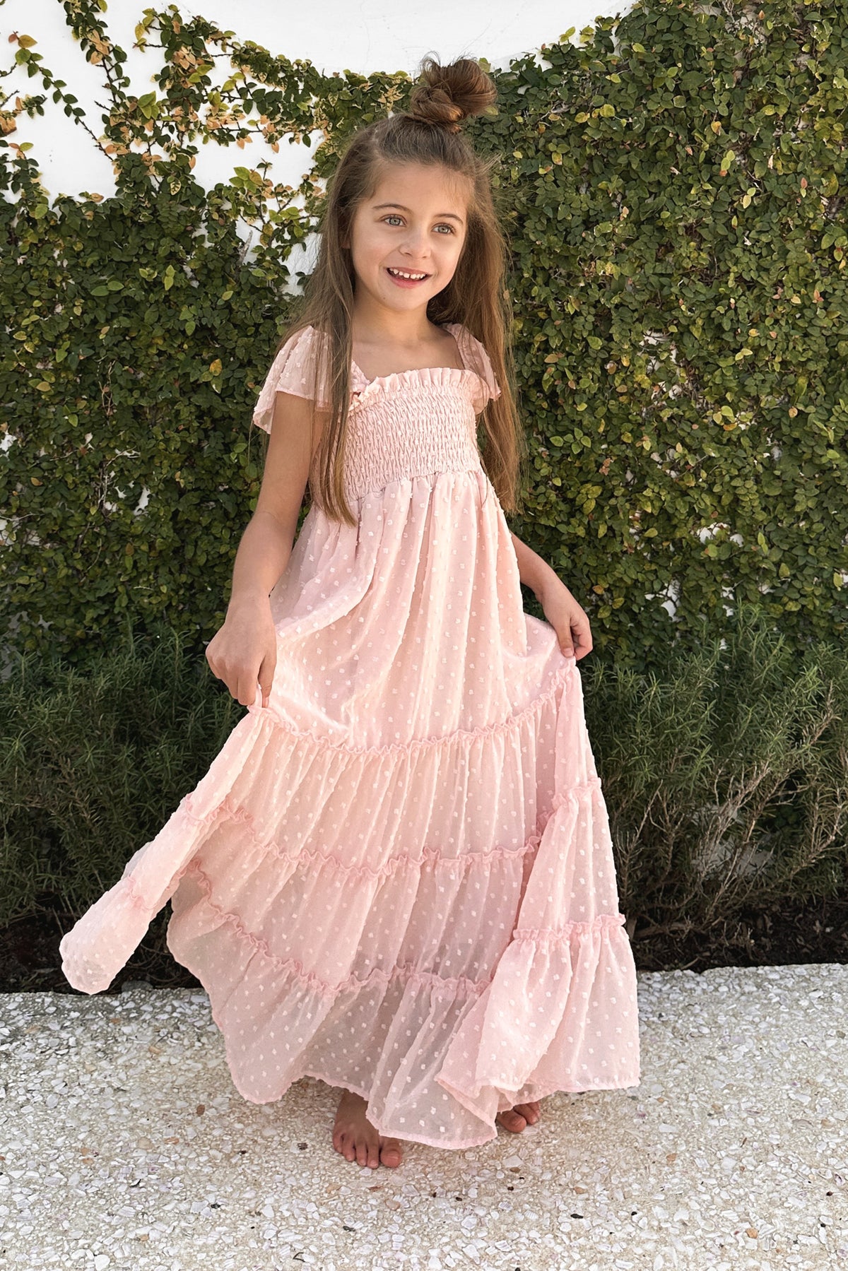 Marabella Dress (petal pink swiss dot)