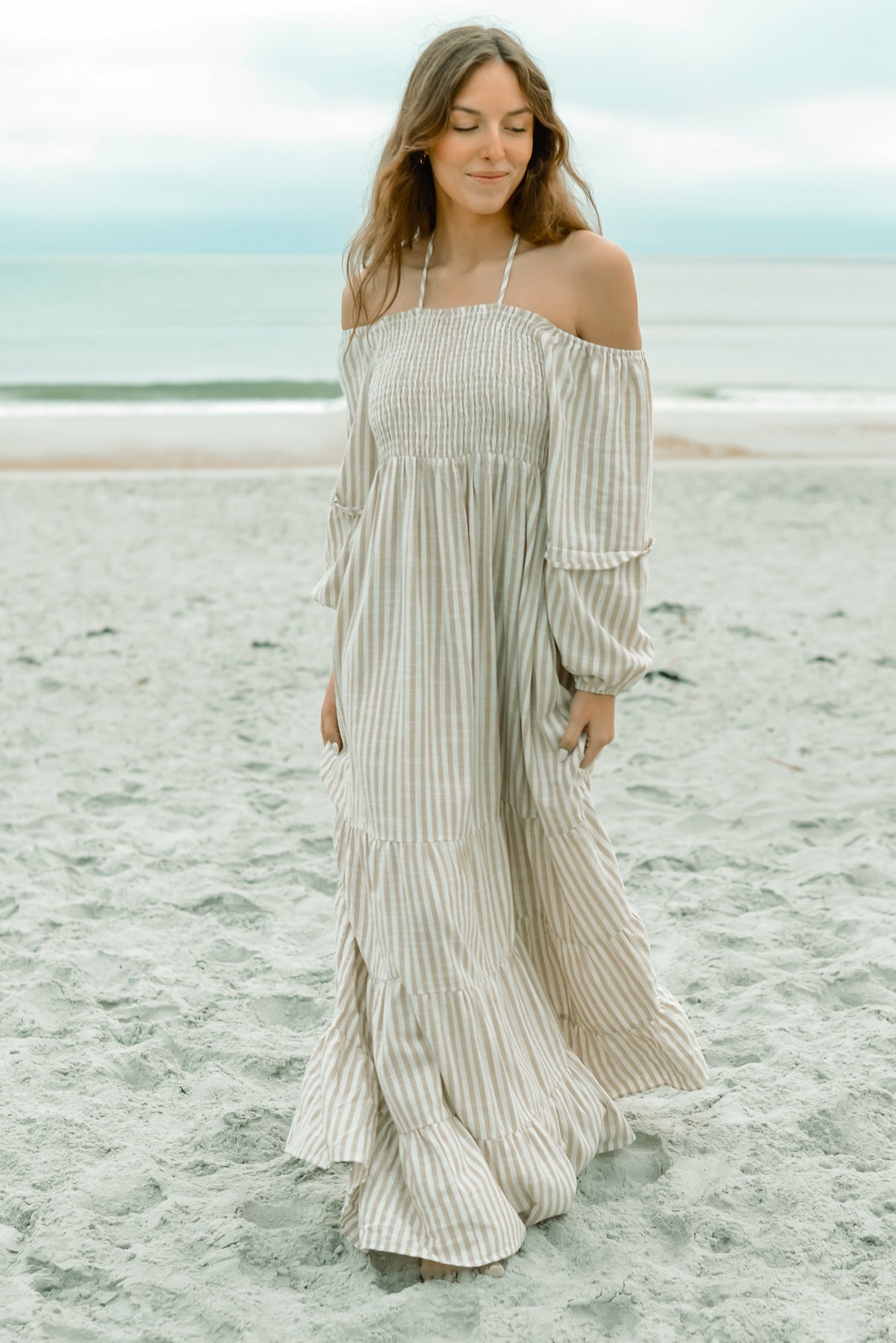 Women's Pippa Maxi (driftwood stripe linen)