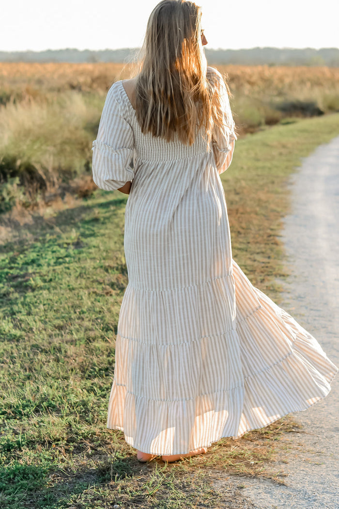 Women's Pippa Maxi (driftwood stripe linen)