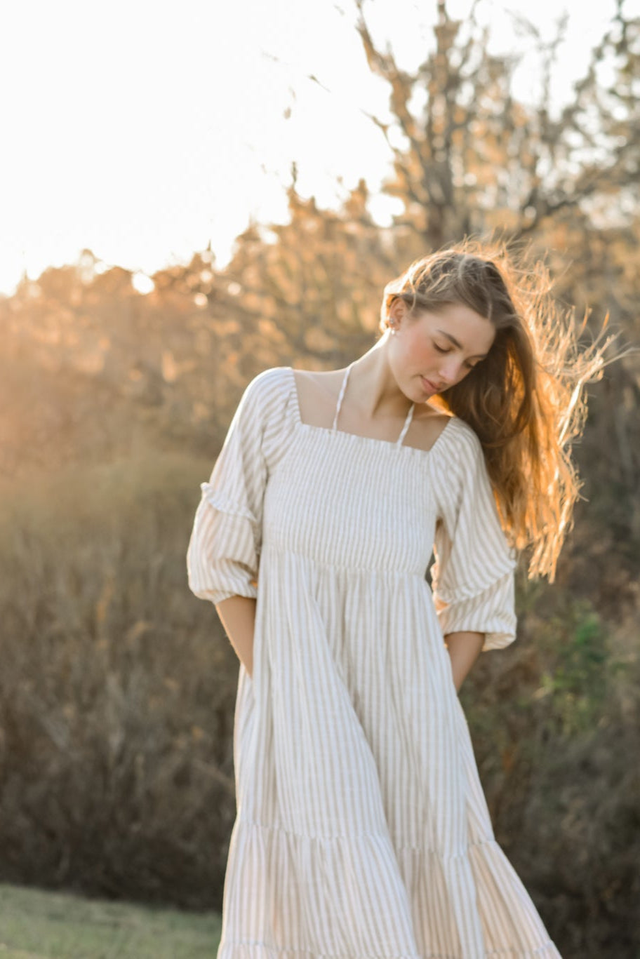 Women's Pippa Maxi (driftwood stripe linen)
