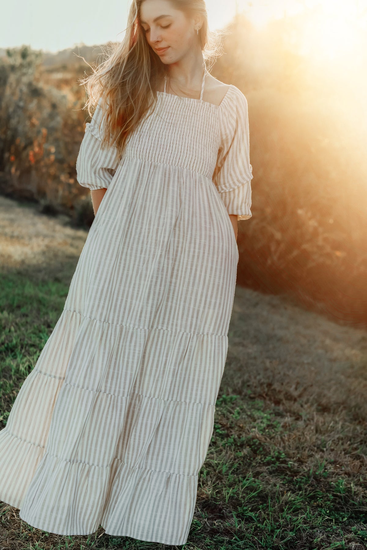 Women's Pippa Maxi (driftwood stripe linen) XL Women's Pippa Maxi (driftwood stripe linen) XL