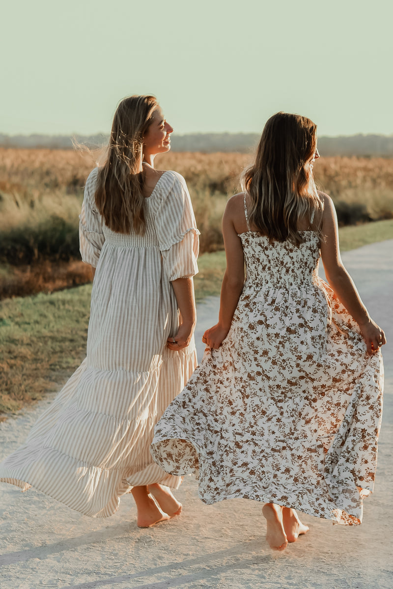 Women's Pippa Maxi (driftwood stripe linen)