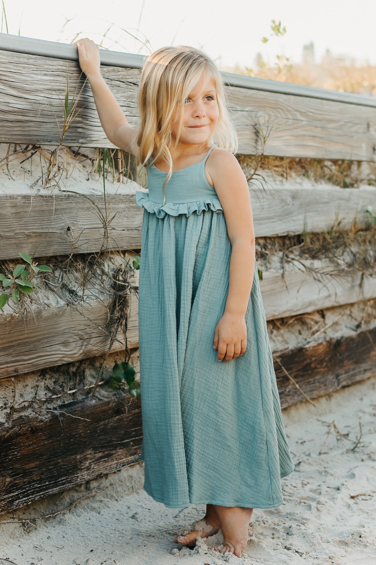 SS Girl's Dress Lucie Dress (soft teal muslin)