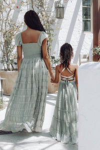 Vera Flow Dress (sage swiss dot)